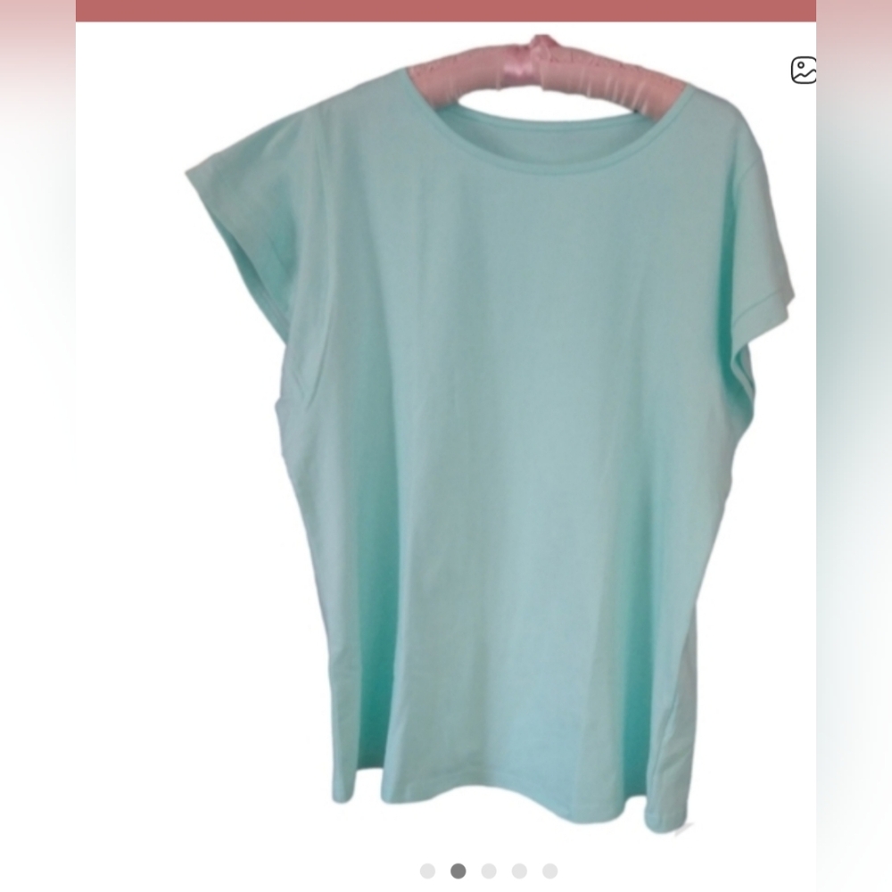 Aqua Blue Women's Top Capped Sleeve New Large 22 PTP - Picture 2 of 6
